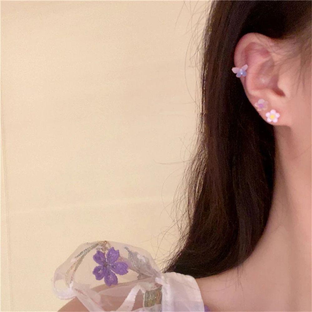 Lily 8PCS/SET Kupu-Kupu Bunga Anting Fashion Wanita Pernikahan Pertunangan Perhiasan Mini Studs Earrings