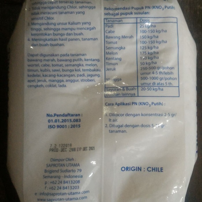 Pupuk Pak Tani KNO3 Putih 2kg bukan NPK mutiara bast phonska kcl urea