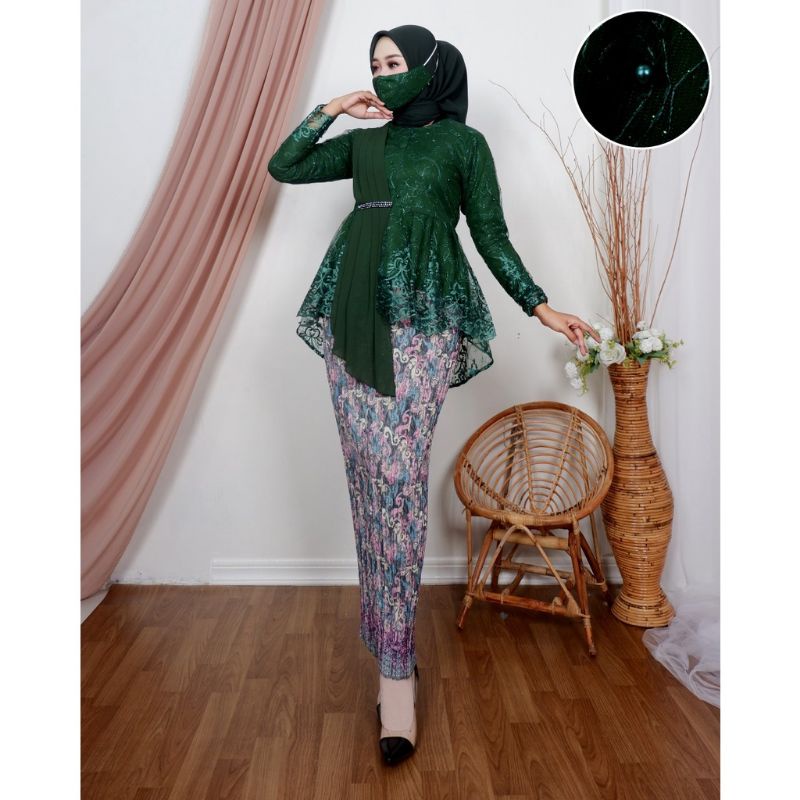 Permata Okshop / Kebaya Aurora Selendang Modern NJ / Kebaya Wisuda / Baju  Lamaran / Kebaya Kondangan / Kebaya Busui / Setelan Kebaya Modern