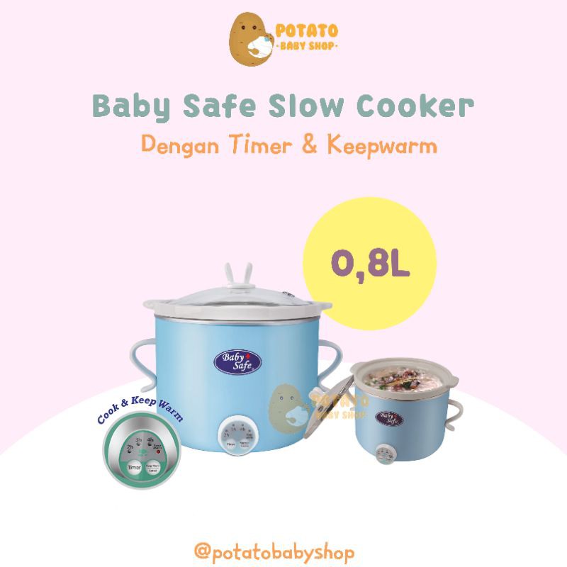 Baby Safe Slow Cooker with Timer &amp; Warmer 0.8L - LB007 Babysafe