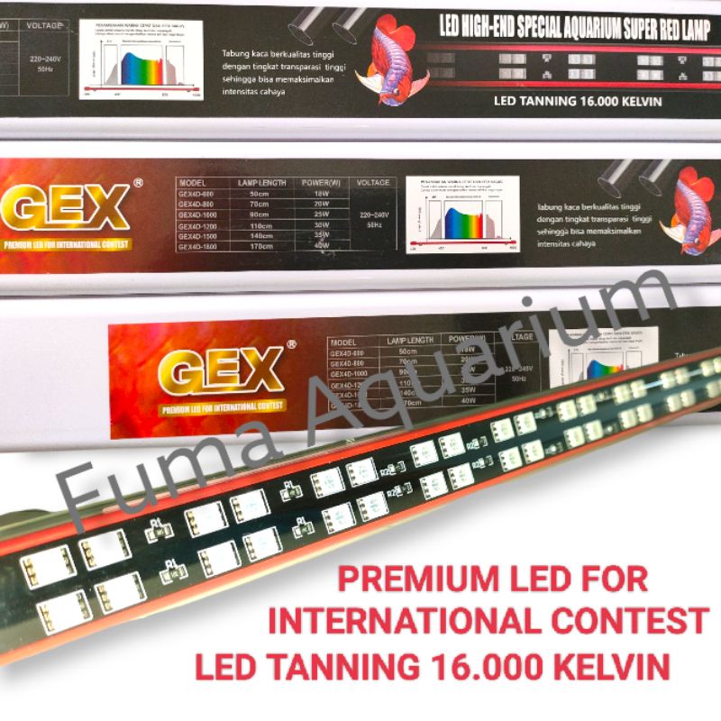 LAMPU TANNING VIEW Red Arwana + UV GEX 4D-1000 T8 Double Led 16.000K 25watt Aquarium 1 meter