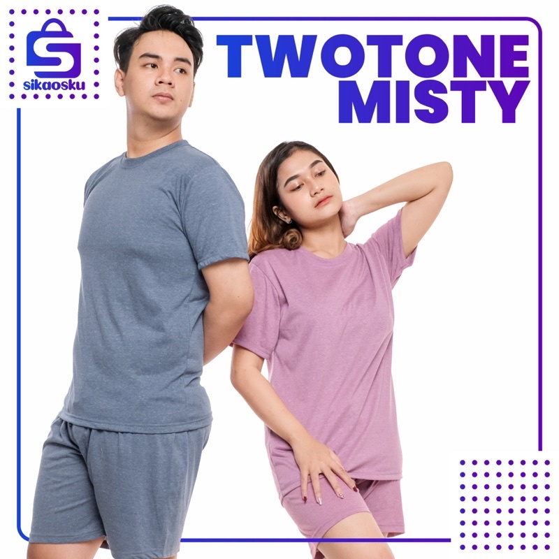 KAOS POLOS COTTON TWOTONE MISTY LENGAN PENDEK 30’S /  PRIA &amp; WANITA 100% DISTRO ORIGINAL