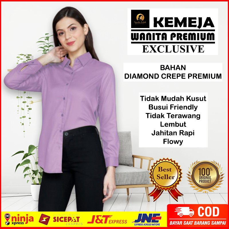 OUTER KEMEJA CROP TOP WANITA CASUAL KEMEJA RAYON CRINKLE SHIRT KEMEJA POLOS LENGAN PANJANG KEMEJA CE