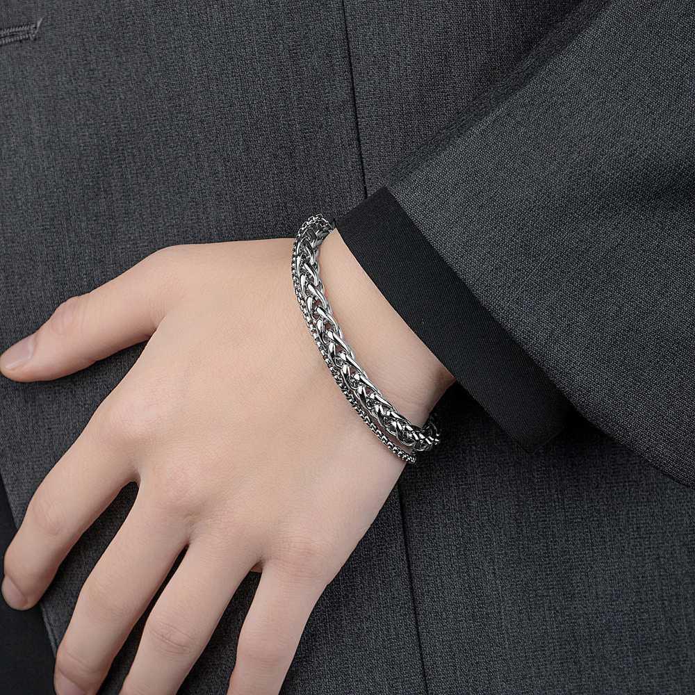 Gelang Ganda Bahan Titanium Steel Gaya Korea Untuk Pria Dan Wanita