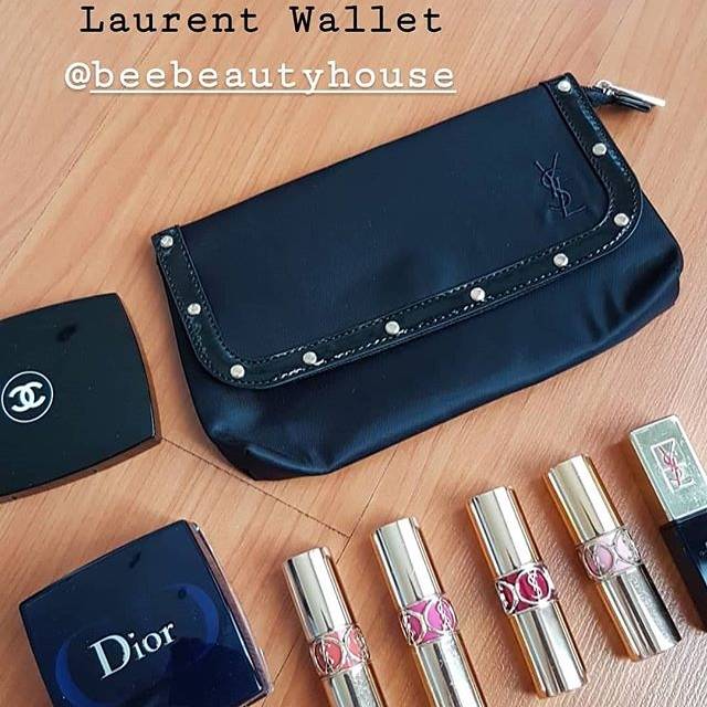 Pouch dompet make up yvest saint laurent satiin paku counter gift