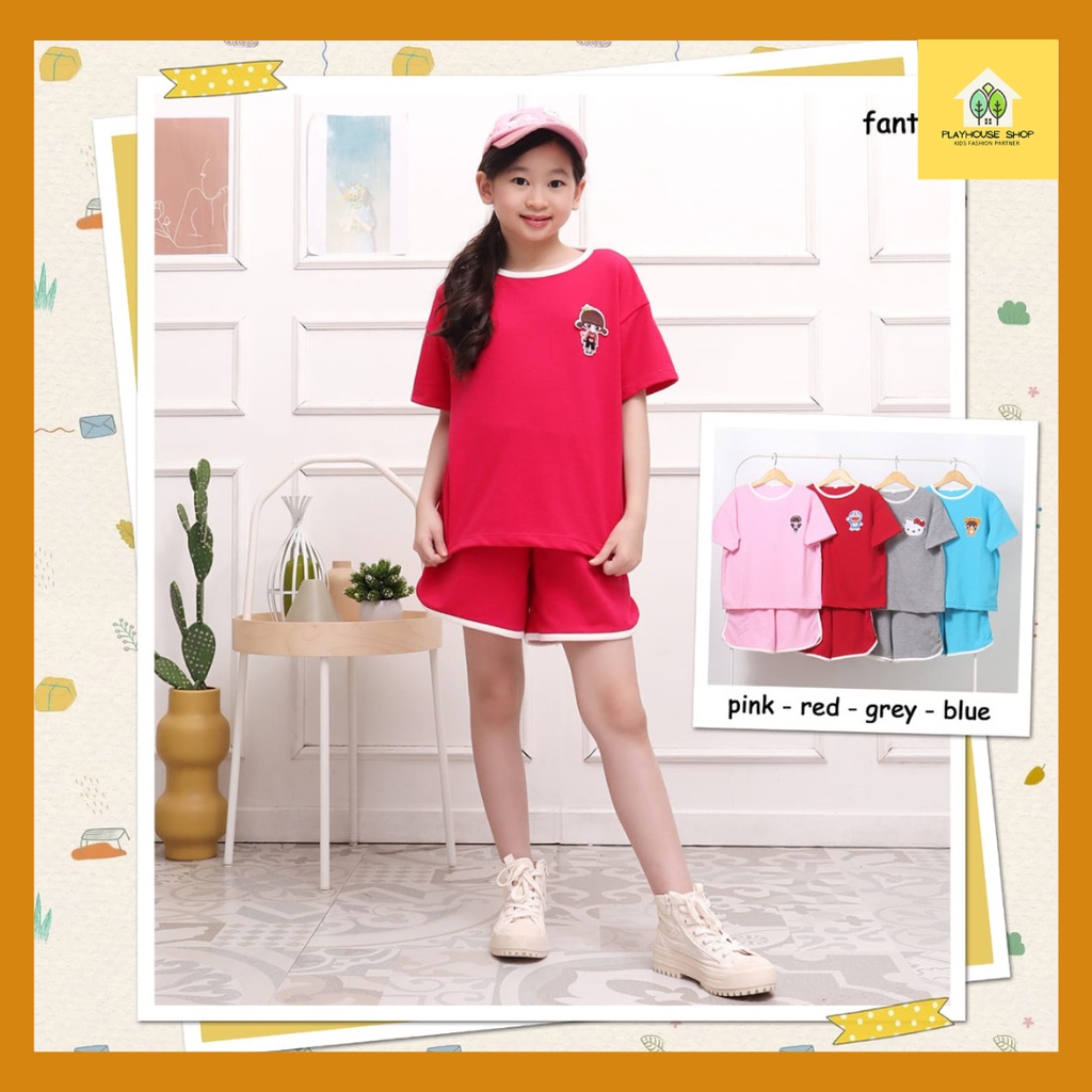 Baju Kaos Santai Setelan Rumah Anak Perempuan 5 - 12 tahun  Kualitas Import