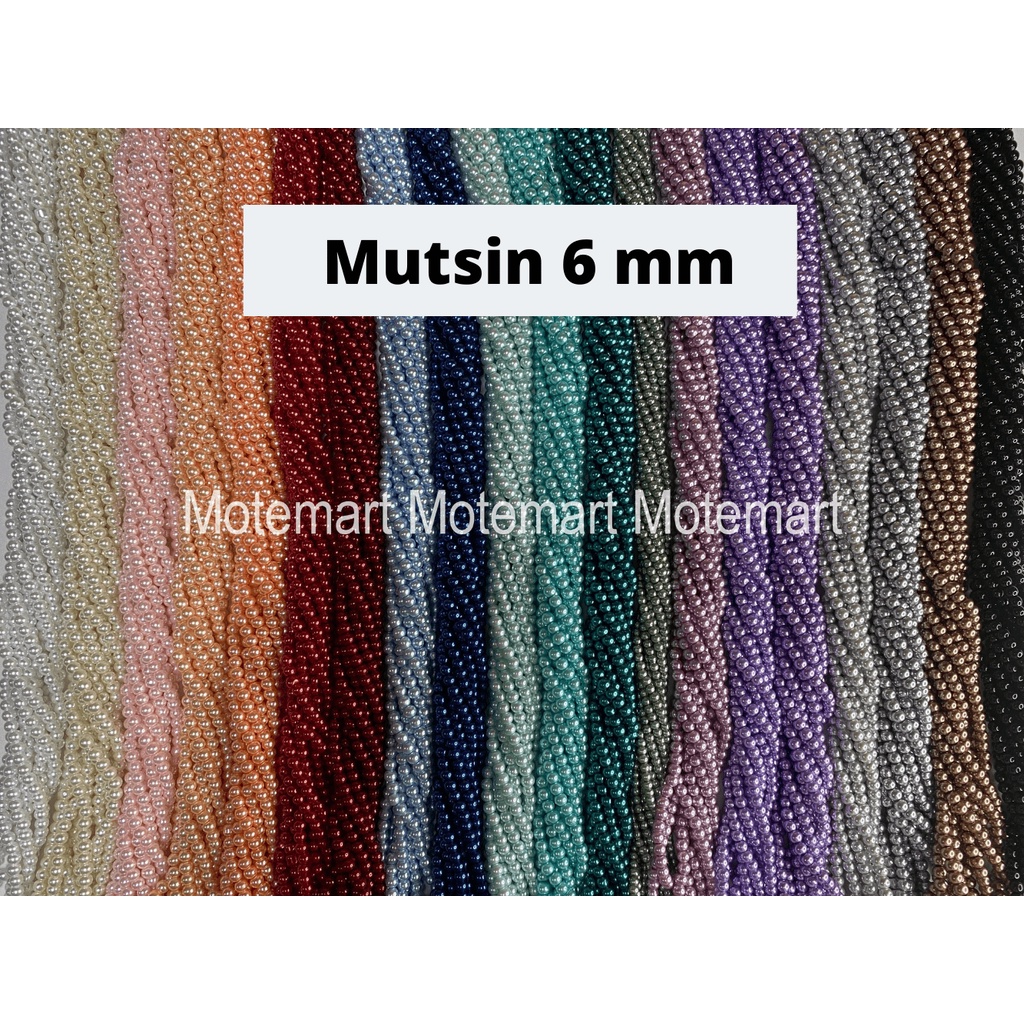 Mutiara Sintetis Berat 6 mm Kalung Mutsin Mengkilap String Warna Per Kalung Tidak Terkelupas dan Bul