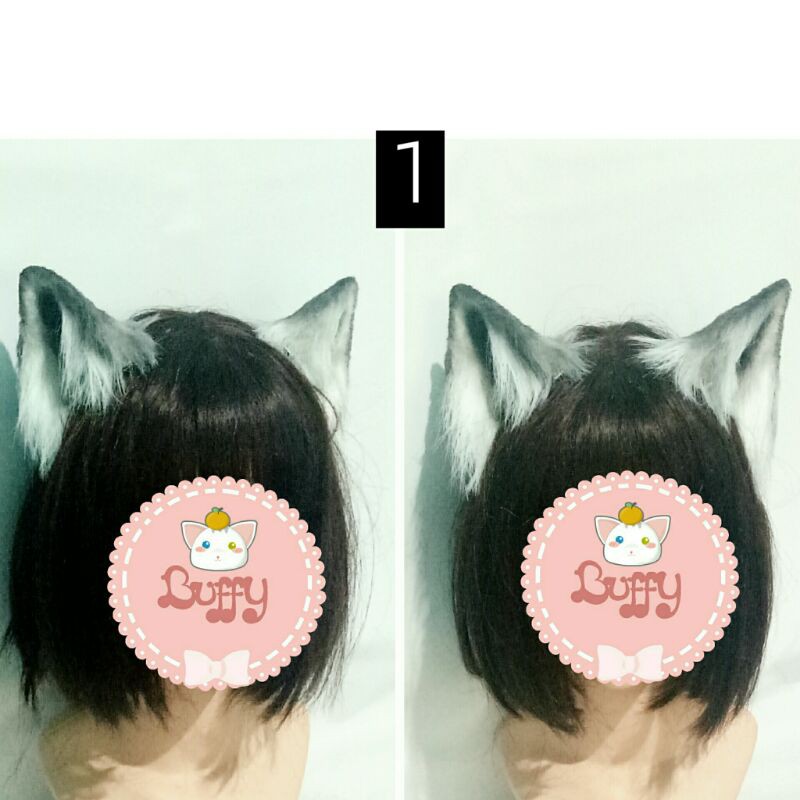 Bando kucing cat ear realistic nekomimi white daily cosplay 