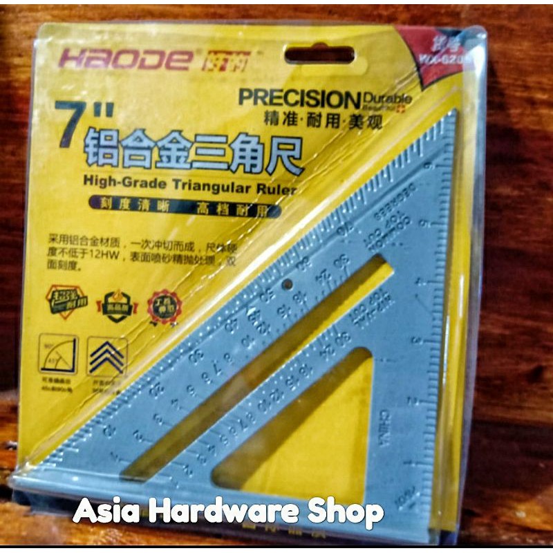 Penggaris Siku Segitiga Tukang 6 Inch Inci Aluminium Siku Meter Tukang 6"