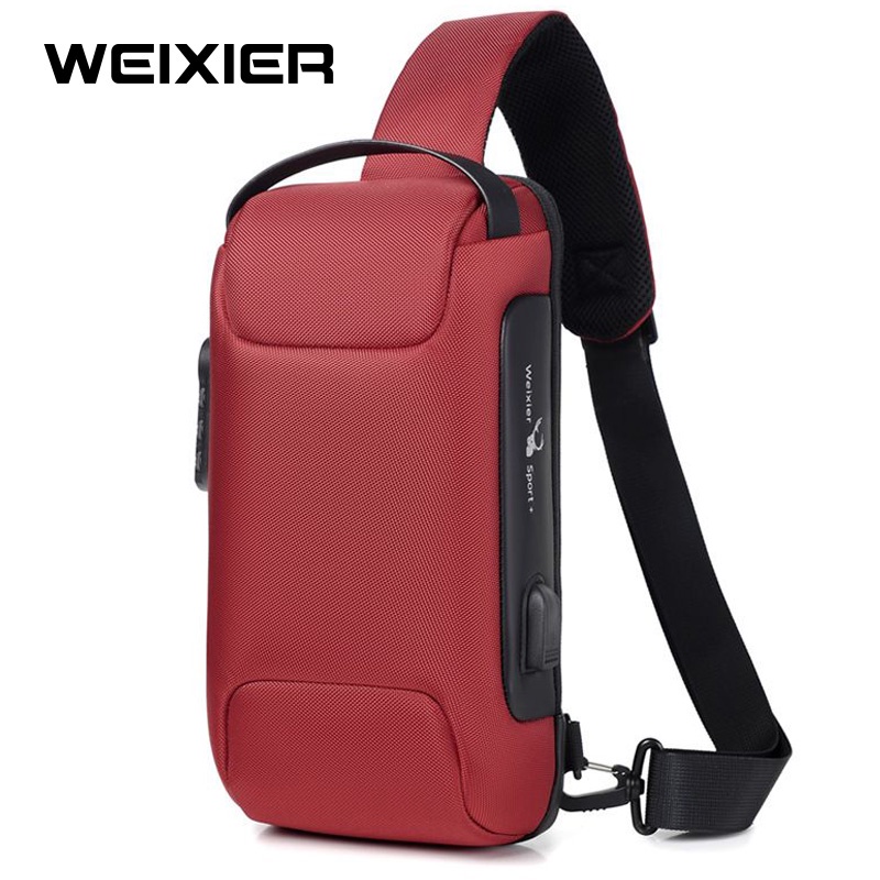 WEIXIER 9530 Tas Selempang Pria Shoulder Bag USB Port Anti Maling WK-SBY