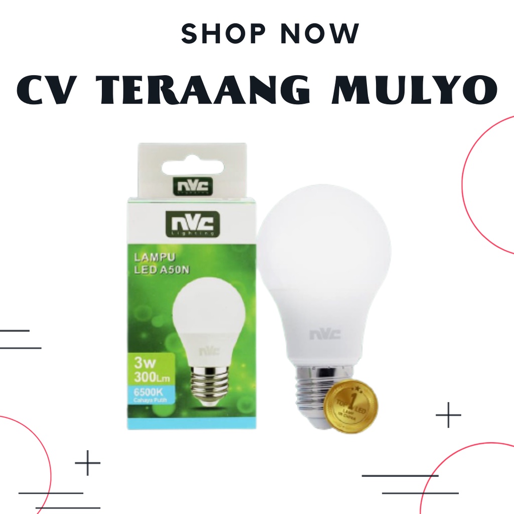 Lampu Led 3 Watt Putih / Cool Daylight 6500K NVC A50N
