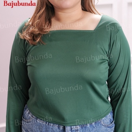 KAOS JUMBO BIG SIZE POLOS LENGAN PANJANG CROP WANITA BAJUBUNDA CHIKA