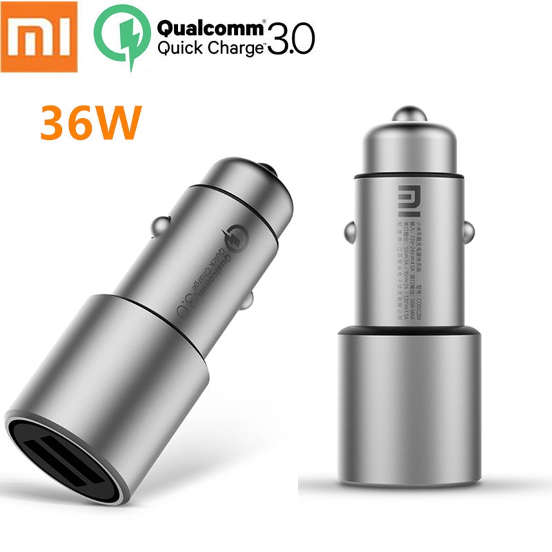 Xiaomi Car Charger QC3.0 X2 Dual USB Quick charge Max 5V/3A 9V/2A 15V/1.5A Metal Style for Mi 10 11 11T