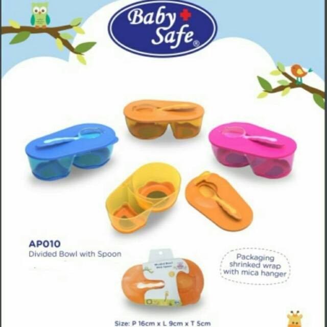 BABY SAFE - DIVIDED BOWL WITH SPOON AP010 / MANGKOK TEMPAT MAKAN BAYI DENGAN SENDOK