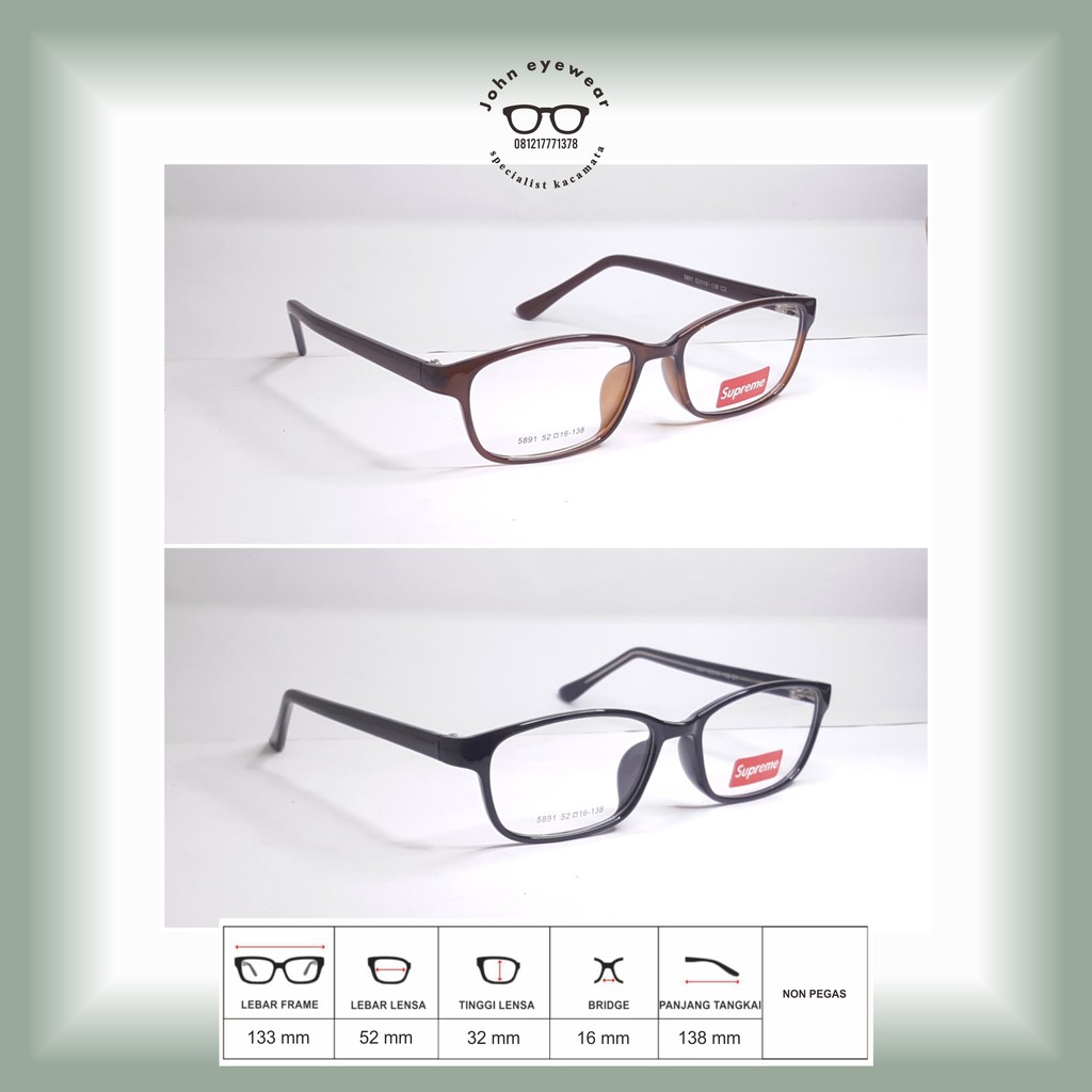 Frame kacamata minus tinggi + lensa