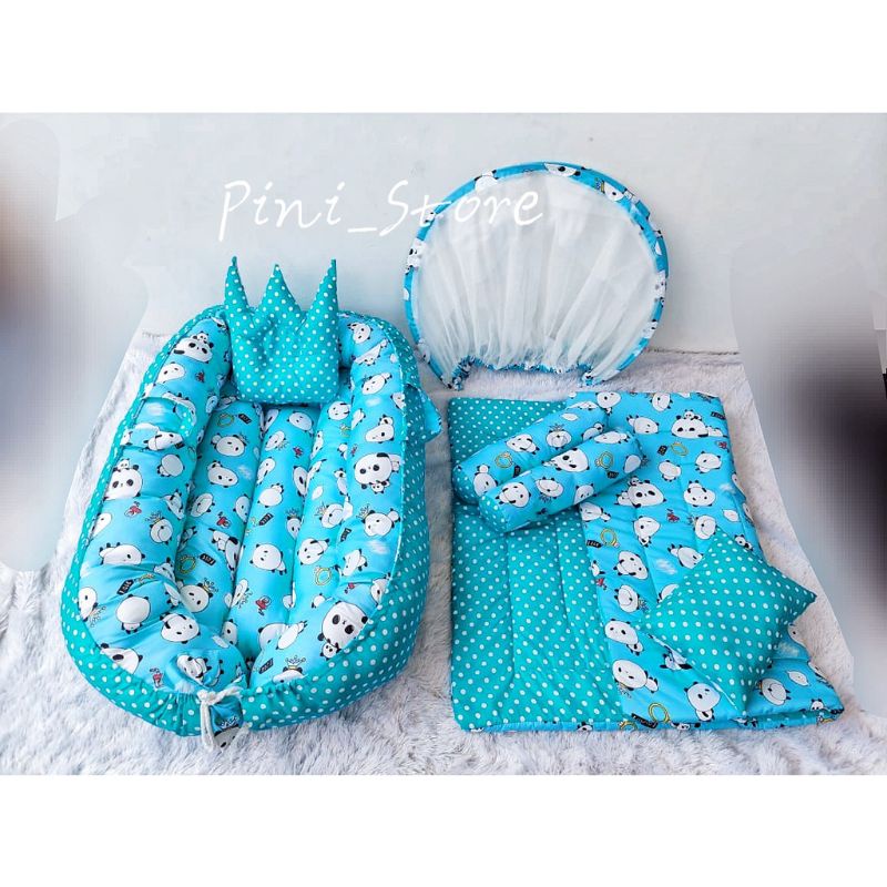 BEST SELLER SET KASUR BAYI PERAHU OVAL&BULAT  GRATIS BEDCOVER BANTAL PEYANG KELAMBU SELIMUT GULING M