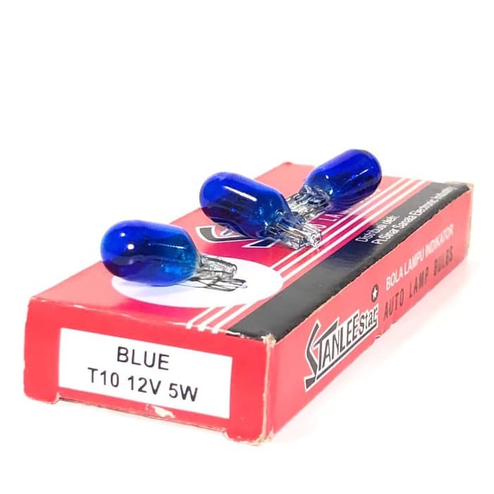 BOHLAM LAMPU INDIKATOR WARNA BIRU T10 12V 5W MERK STANLEE STAR