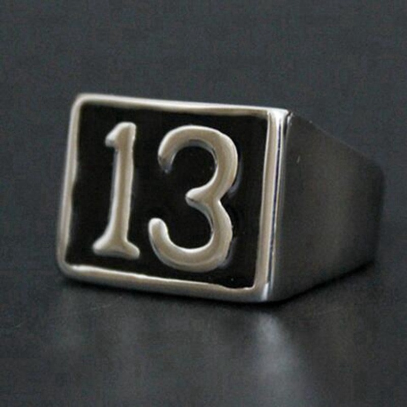 Lucky 13 bahan cincin paduan band partai fashion nomor 13 perhiasan cincin ukuran: 7-14 XX