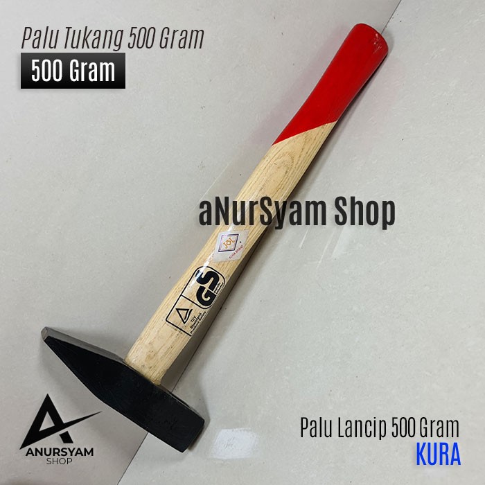 Palu Tukang Lancip 500 Gram KURA / Palu Machinist Hammer Wood Handle