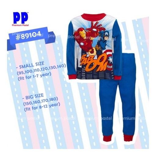 setelan piyama PP 89104 Small fashion anak laki laki motif superhero