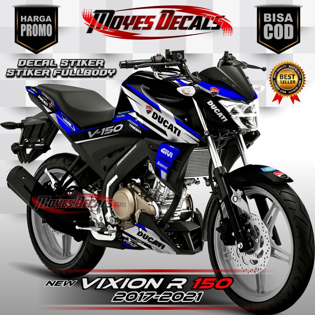 Decal Stiker Fullbody Vixion R 155 Ducati Rider Racing Team Biru