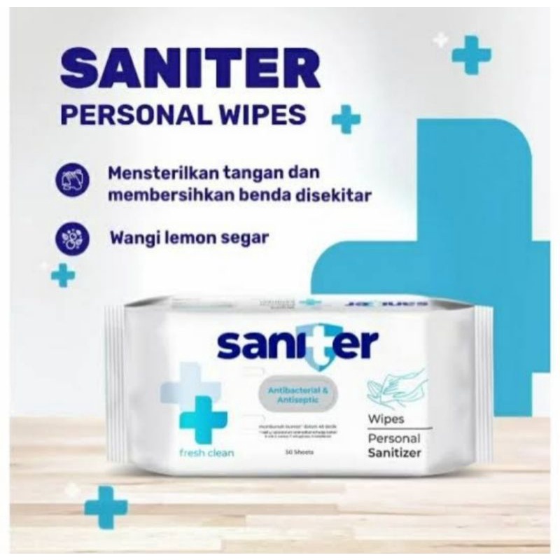 Saniter Tissue Wipes Antibacterial Antiseptik - Tissue Basah Antibakteri dan antiseptik