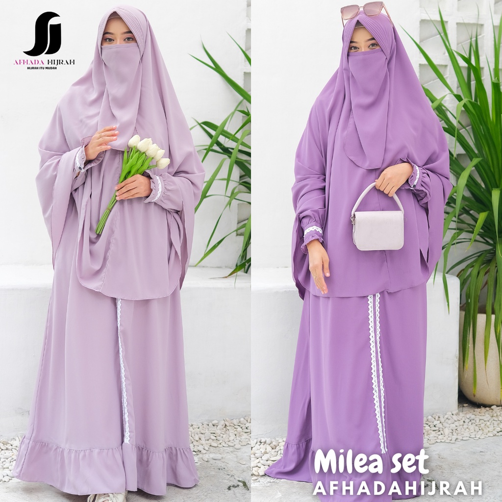 Afhadahijrah - Gamis syari jilbab cadar Milea wolvis baju set hijab instan free niqab terbaru Afhada