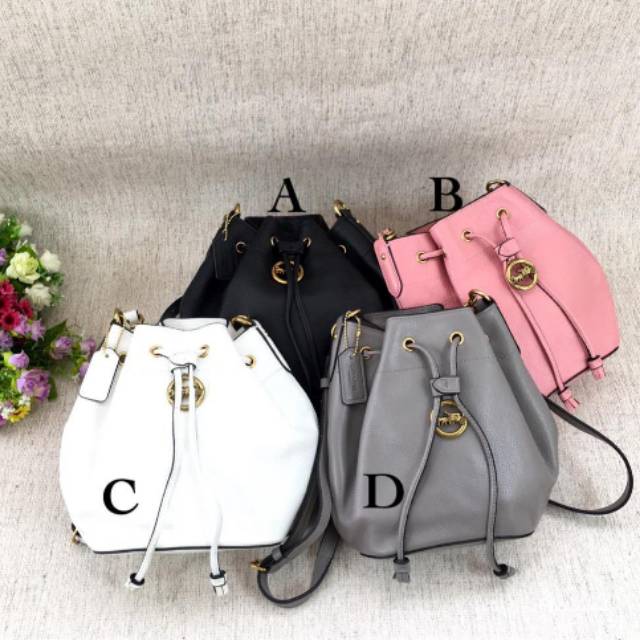 Coach Elle Drawstring In Pebbled Leather tas authentic asli original