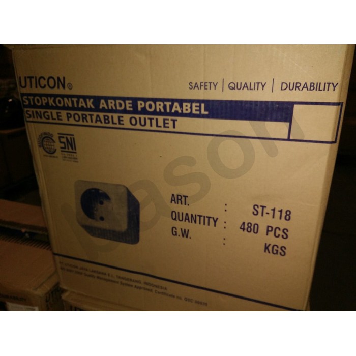UTICON Stop Kontak 1Lubang Arde Single Portable Outlet ST118 1 lubang