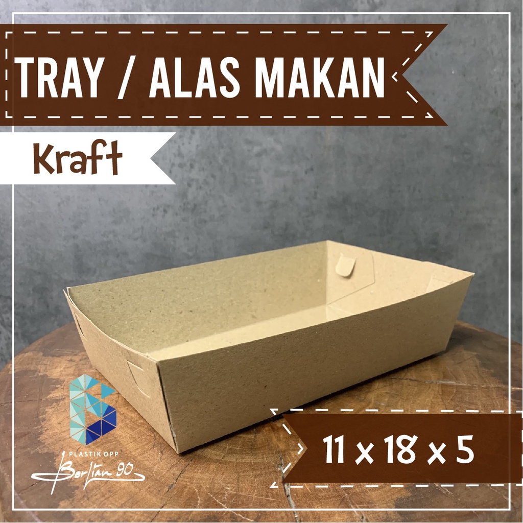 Paper Tray Dine In 11x18x5 Kraft 300gsm Piring Nampan Kertas Alas Tempat Makan