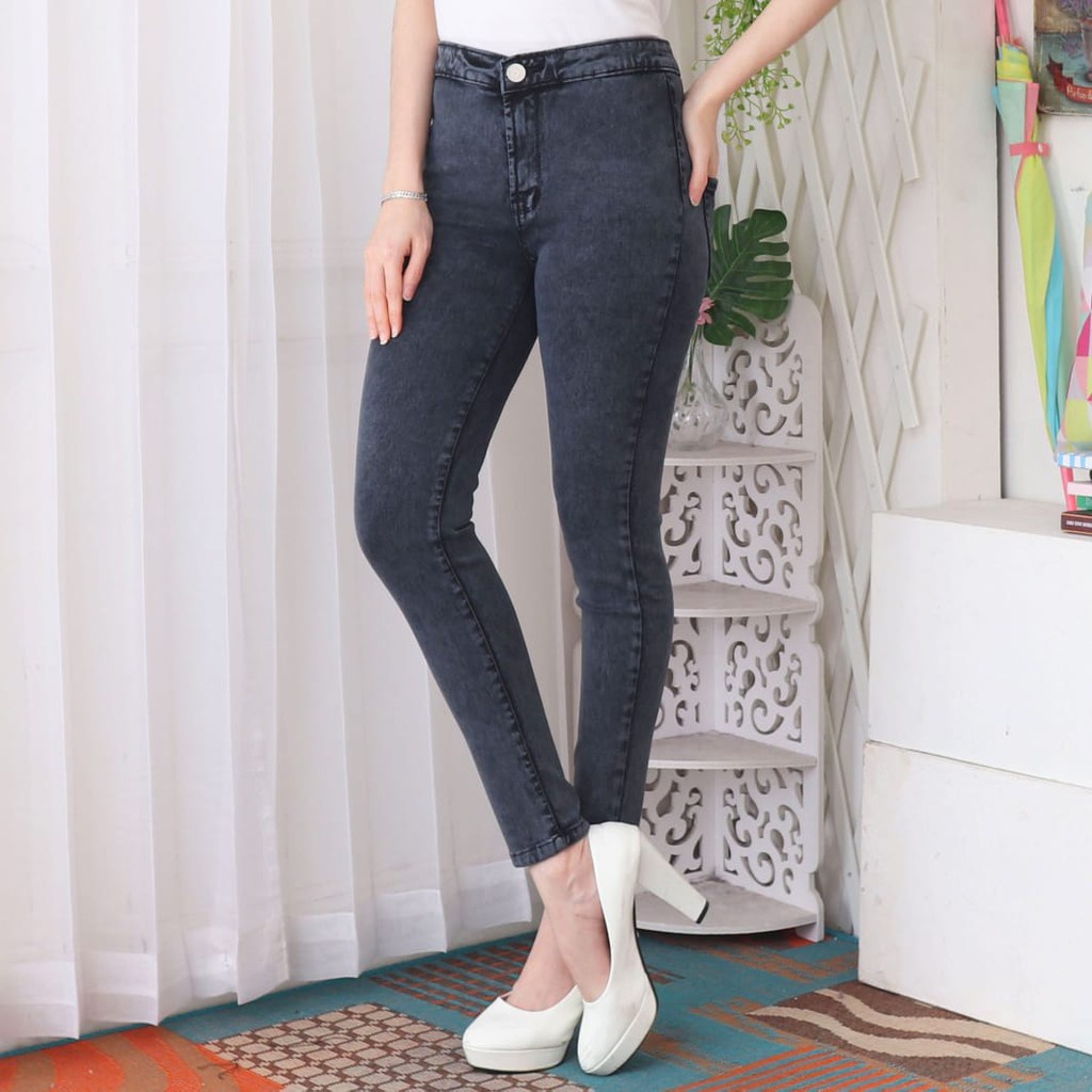 VANILLESHOP - Celana Panjang Wanita Jeans HIGHWAIST