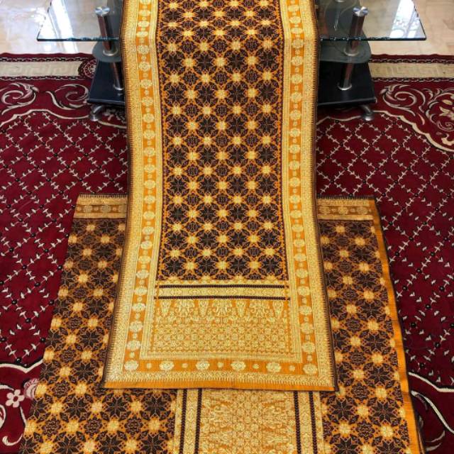 songket palembang asli bunga cina kuning