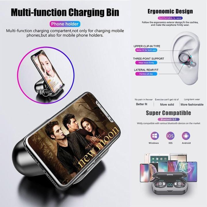 【COD】Viqoo TWS T25 Headset Bluetooth Headset Wireless Earphone Earpods Nirkabel dengan Mikrofon Touch Control Powerbank - F9