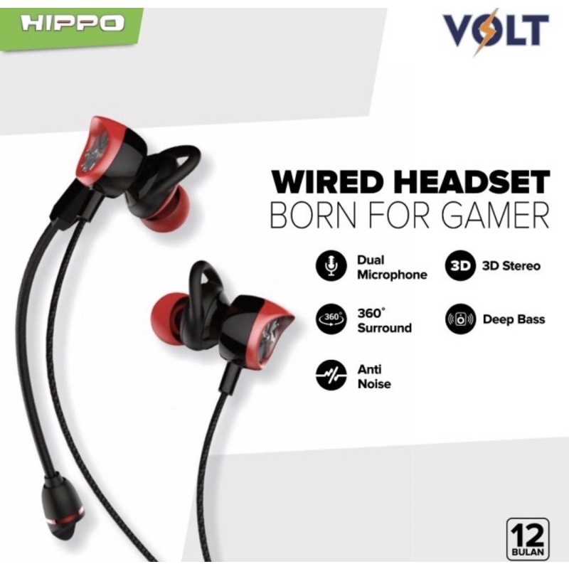 Hippo VOLT Wired Gaming Headset Earphone for gamers headset earphone gaming