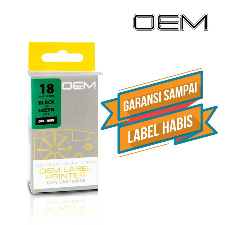 OEM TAPE EZ LABEL CASIO 18MM BLACK INK