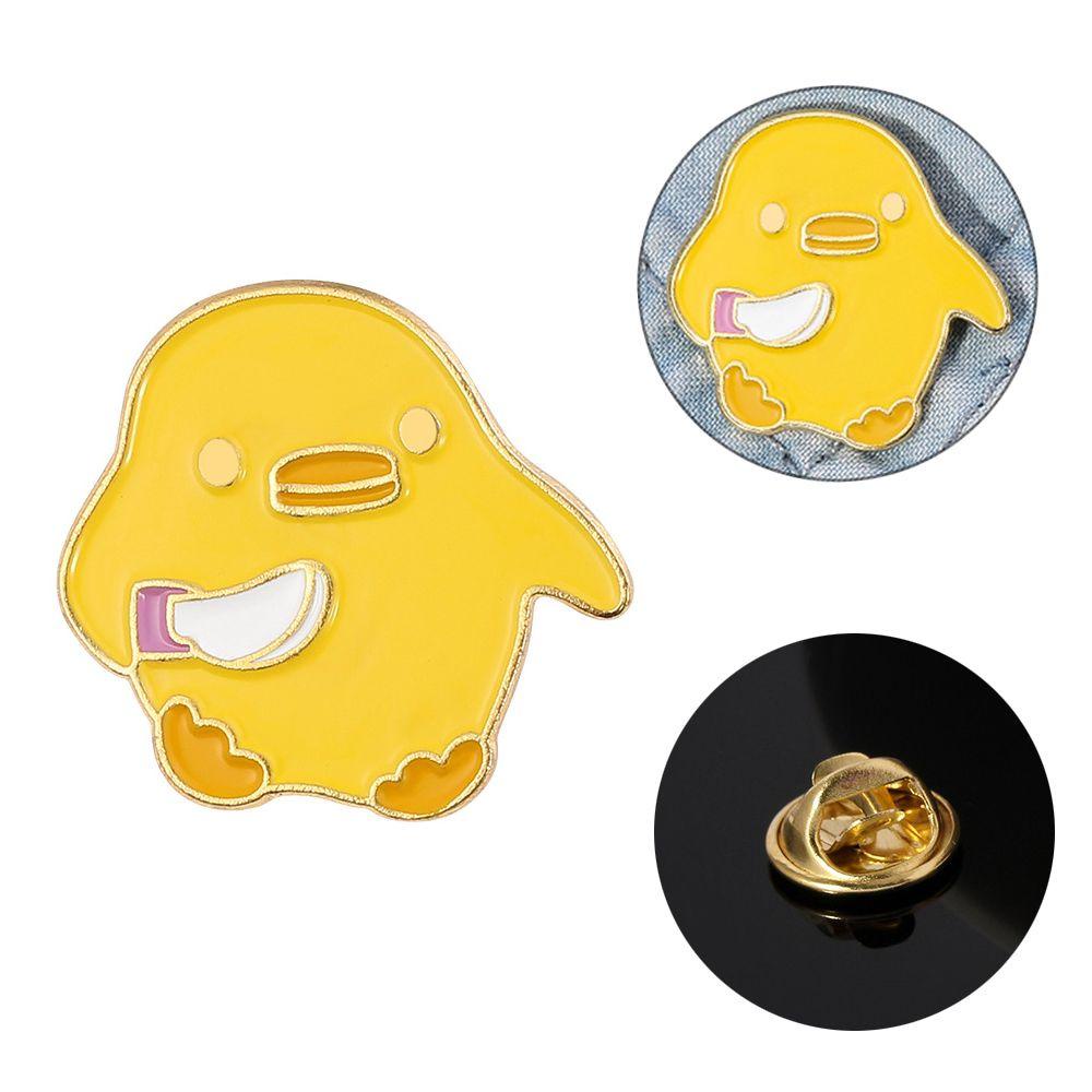 Solighter Enamel Pin Aksesoris Ransel Kreatif Lencana Logam Bebek Kuning