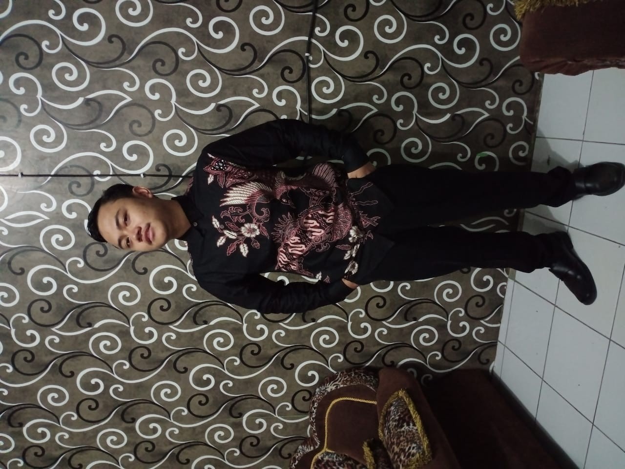 M231 Kemeja Pria Batik Panjang Hitam 1485a