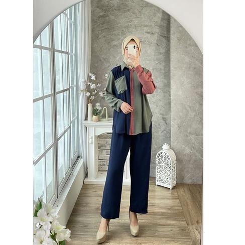 {ALA.20Au22c} ONE SET CRINKLE KOMBINASI MILLY JUMBO XXL KANTONG OOTD MUSLIMAH CANTIK MURAH GROSIR PO