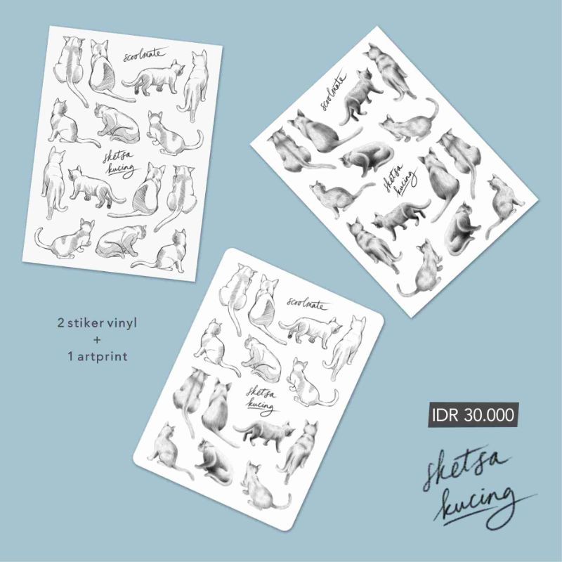 

Sketsa Kucing Pack Stiker + Artprint