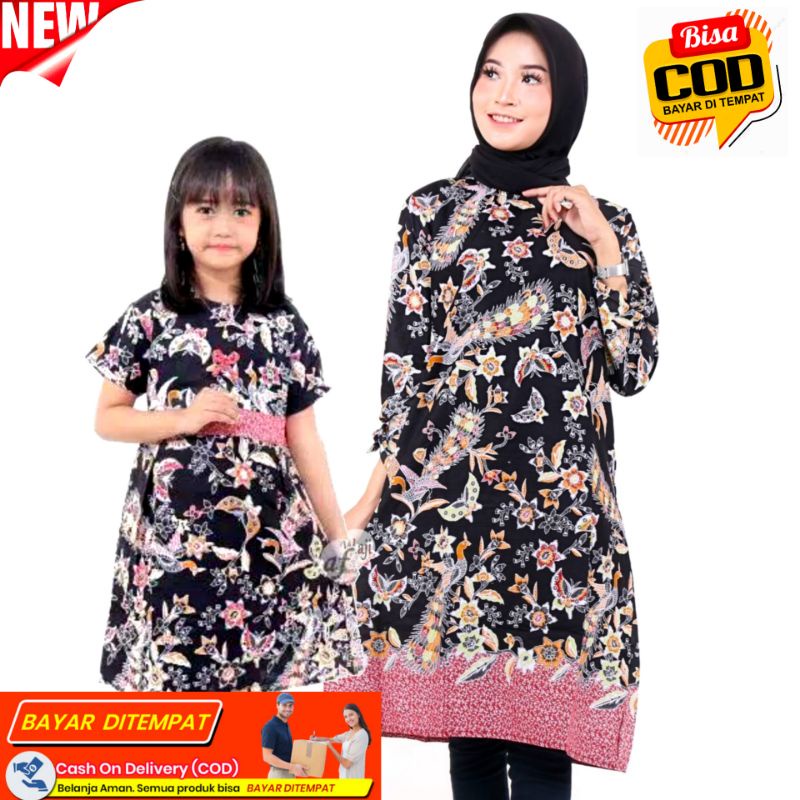 PROMO TERMURAH COUPLE ATASAN BATIK IBU DAN ANAK - Baju batik Couple ibu dan anak Cewek motif Phonix 