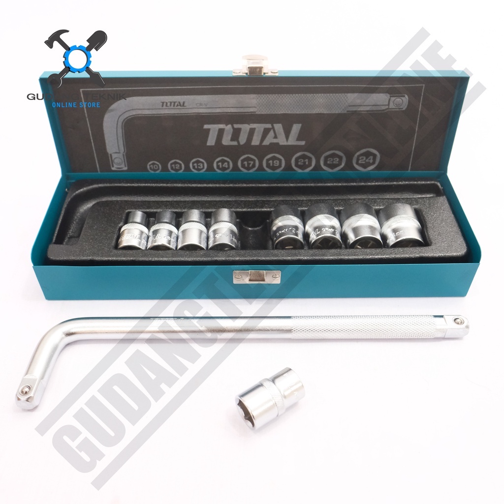 Kunci Shock 1/2&quot; 1 Set 10Pcs TOTAL THTL121101 /  Kunci Sok 1/2 Inch 10 Pcs - Kunci Socket THTL 121101 TOTAL