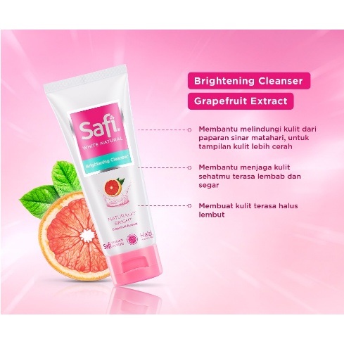 [ GROSIR ] Safi White Natural Brightening Cleanser grapefruit100G/50G