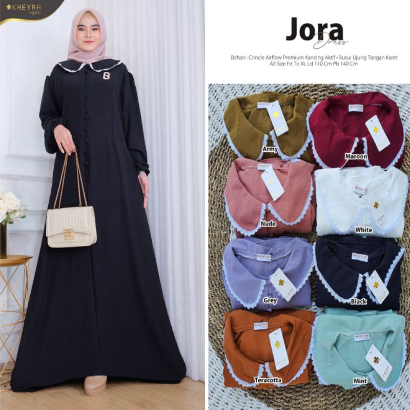 TOP JORA DRESS BY KHEYRA / GAMIS POLOS DENGAN BAHAN CRINKLE HIGH QUALITY / MAXI DRESS POLOS TERLARIS