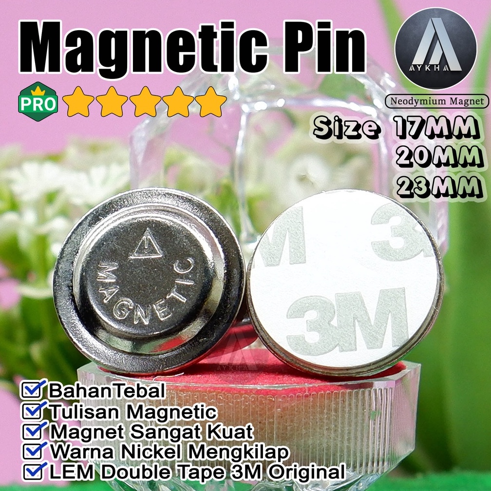 MAGNET Nama Dada Pin Bros Name Tag Wing Lencana Bulat Lem Double Tape 3M ORIGINAL
