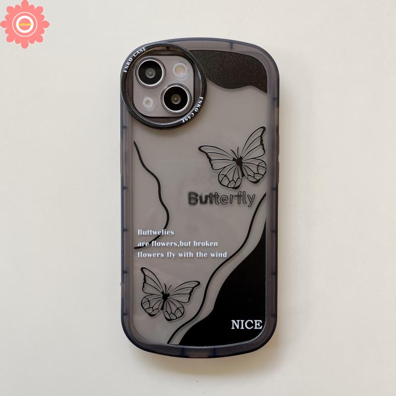 Casing Retro Butterfly Hitam Oppo A17 A15s A55 A16S A5 A9 2020 A53 A31 A17K A15 A16 A57 A7 A16K A16E A1K A95 A33 A3s A7 A54 A96 A5s A12 A74 A76 A12E Reno8 5 6 7 4F Lembut Casing TPU