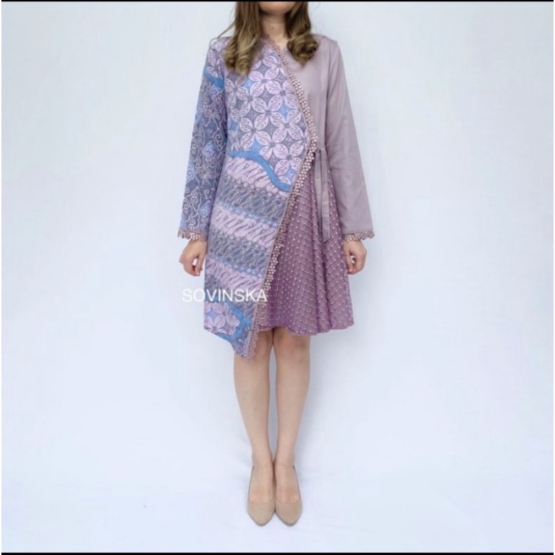 Dress Batik Pulau WTP 244 Tunik Batik Baju Wanita Baju pesta baju kerja Batik lengan panjang by Sovi