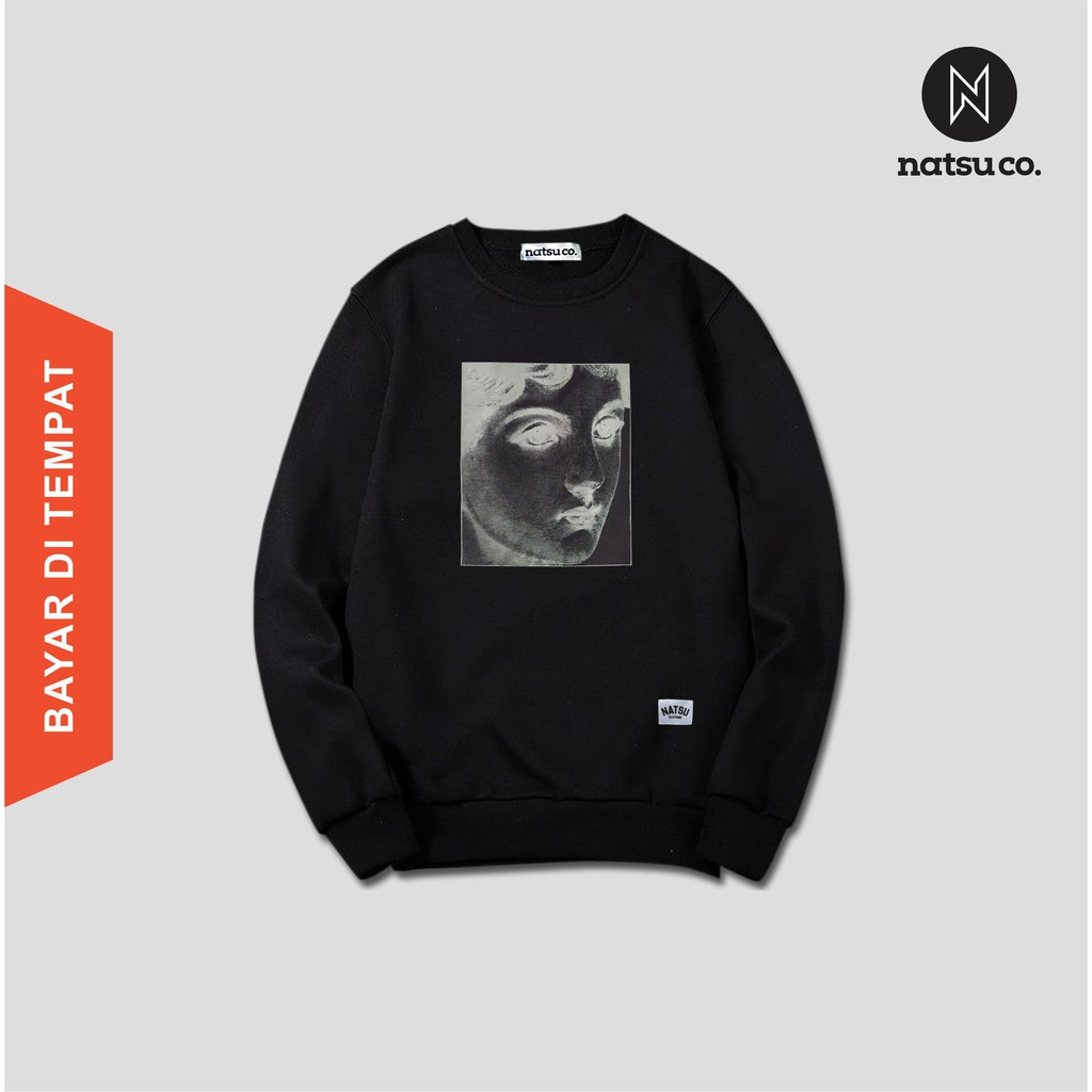 Crewneck Sweatshirt Pria natsu co. - Face NATSU x PANDAWA HOODIE