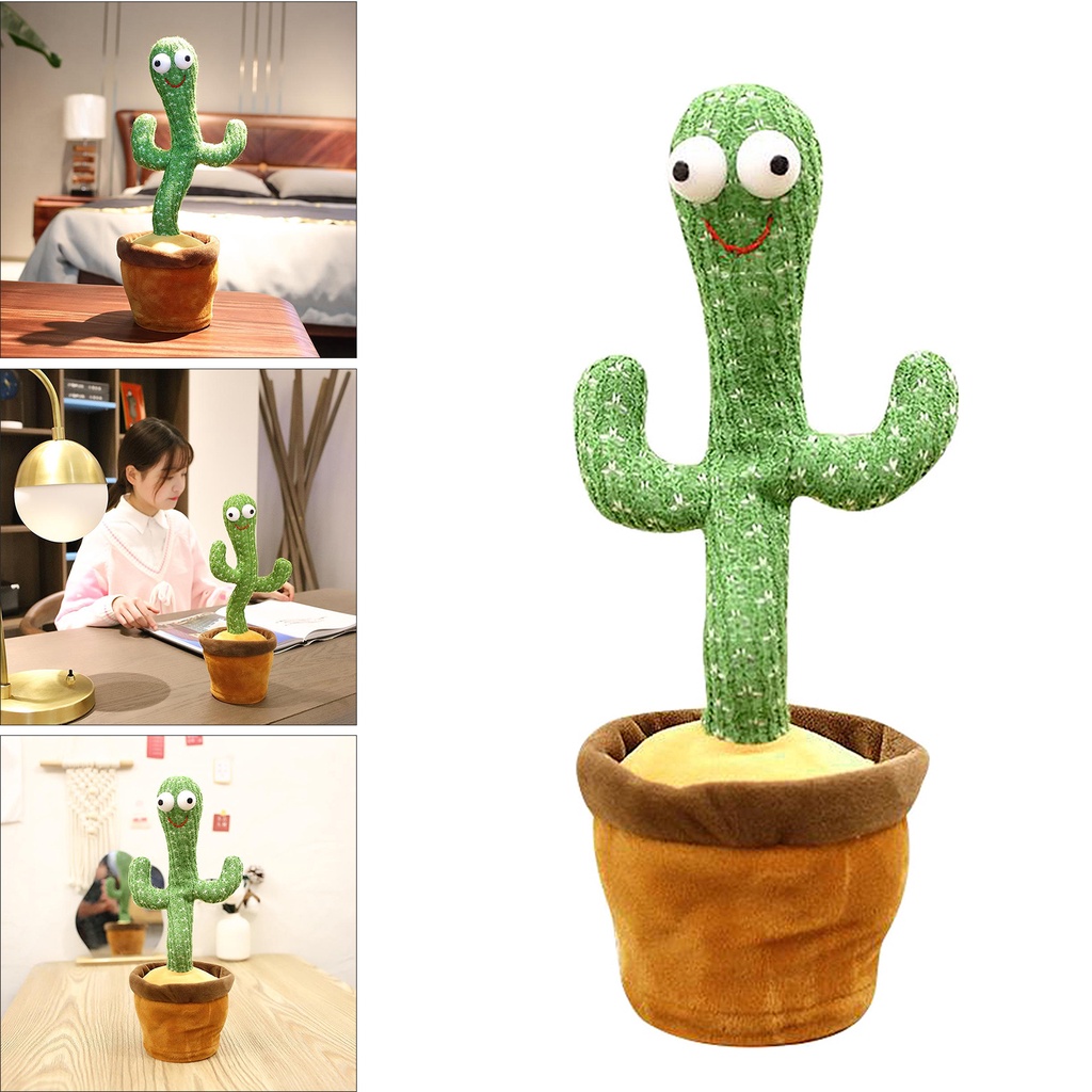 (Homyl2) Plush Stuffed Toys Dancing Cactus Shape Can Move / Rotate / Dance For Home Decoration