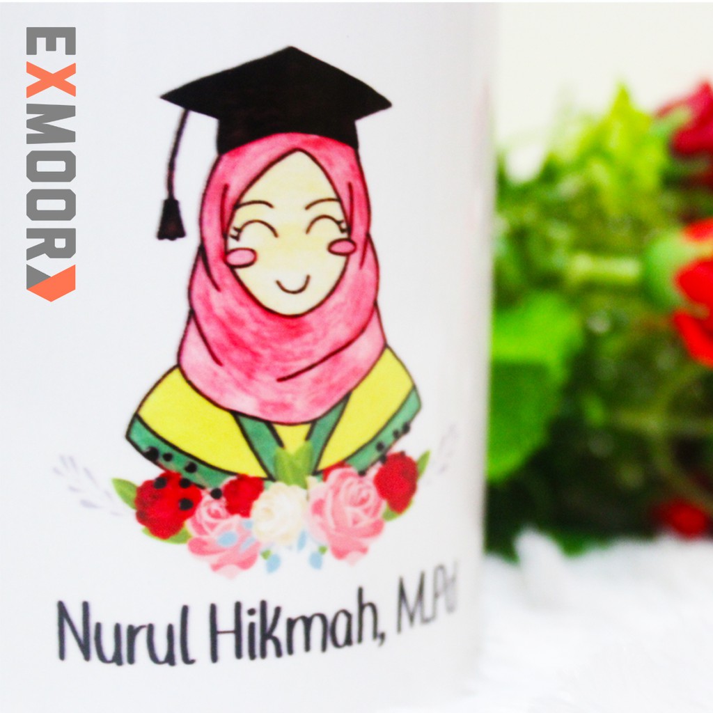 Kado Wisuda Mug Graduation Doodle Hijab