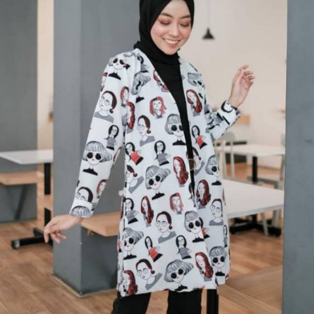 Kawai cardi flower girl/cardigan cewek/cardigan bunga bunga/outer panjang wanita/long outer murah